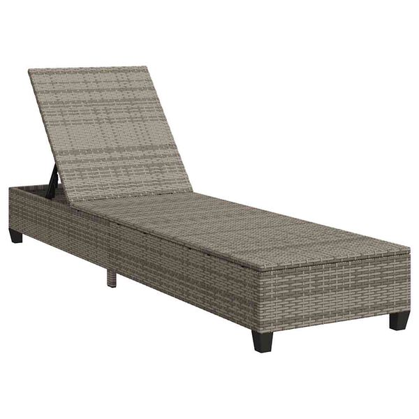 vidaXL Sun Lounger with Cushions Grey 55x200x25,5cm Poly Rattan