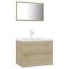 vidaXL Bathroom Furniture Set Sonoma oak, White Engineered wood, Ceramic