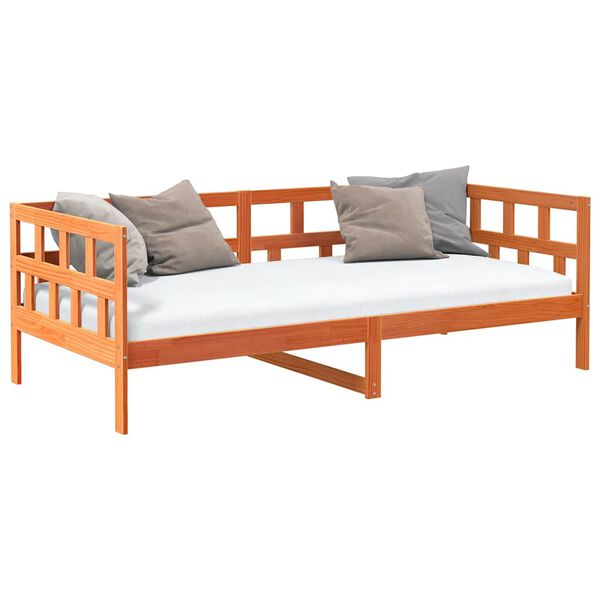 vidaXL Day Bed Wax brown Solid Pine Wood Single