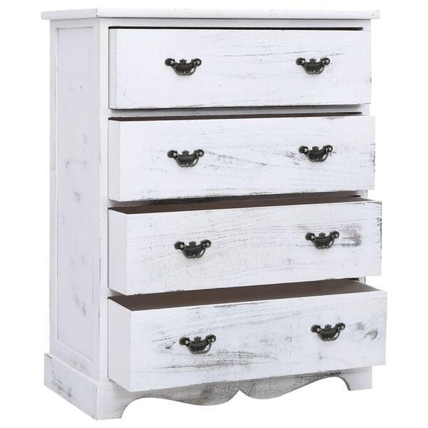 vidaXL Drawer Cabinet White Paulownia wood Medium Drawer Cabinet