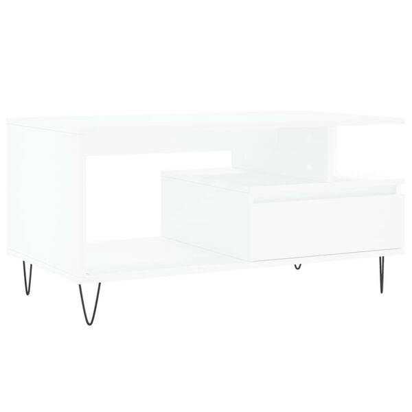 vidaXL Coffee Table White Engineered wood, metal