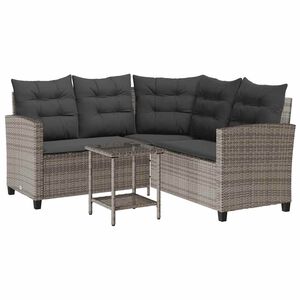 vidaXL Garden Sofa Gray, Dark Gray PE rattan Medium Adjustable Feet