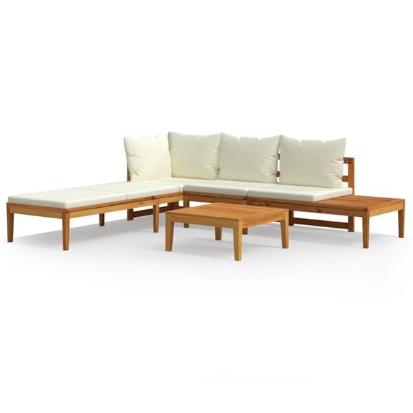 vidaXL Garden Lounge Set Cream White Solid Acacia wood Large Modular