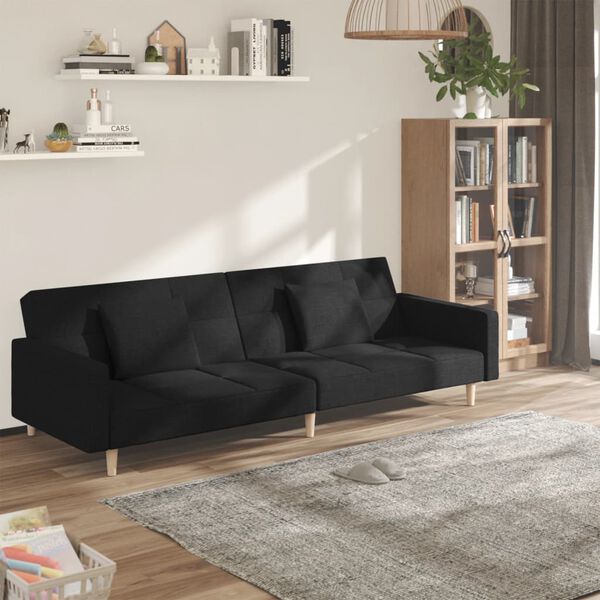 vidaXL Sofa Bed Black 100% polyester, wood, plastic, foam Large