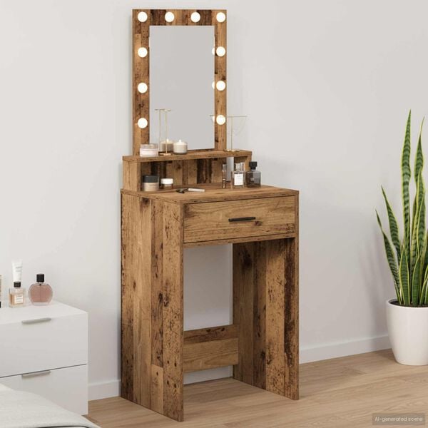 vidaXL Dressing Table Brown 19.69 x 16.14 x 55.12 in Engineered Wood