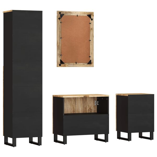 vidaXL Bathroom Furniture Set Natural Brown and Black