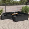 vidaXL Garden Sofa Set Black PE rattan Large Adjustable Feet