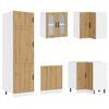 vidaXL Kitchen Cabinet Set Artisan Oak Engineered Wood and Glass