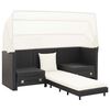 vidaXL Sofa Bed Black Poly Rattan 3-Seater Adjustable Armrests