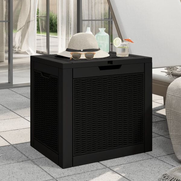 vidaXL Garden Storage Box Black Polypropylene 31.2 Gallon capacity