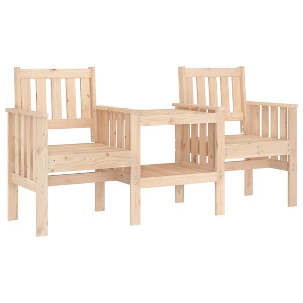 vidaXL Garden Bench Natural Pine Solid Pine Wood 2-seater Durable