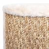 vidaXL Cat Basket Beige Flakeboard, plush, seagrass 14.2 in diameter