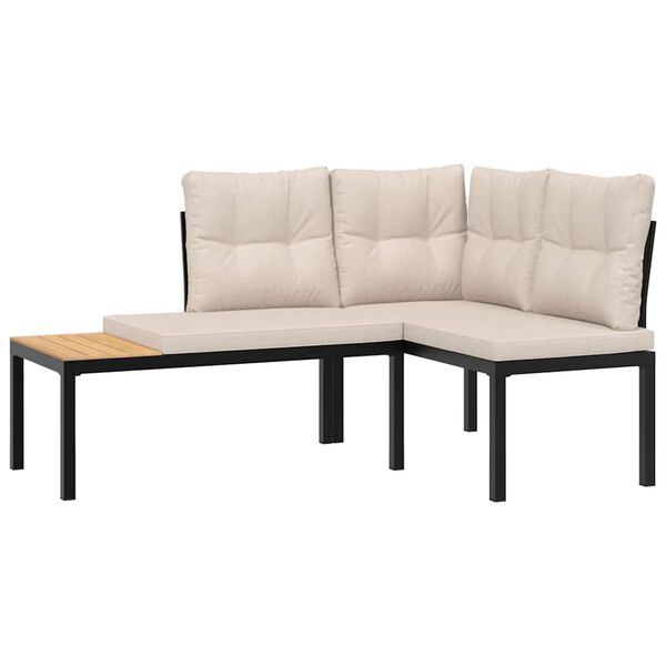 vidaXL Garden Sofa Set Black, Taupe Powder-coated steel, polyester Large