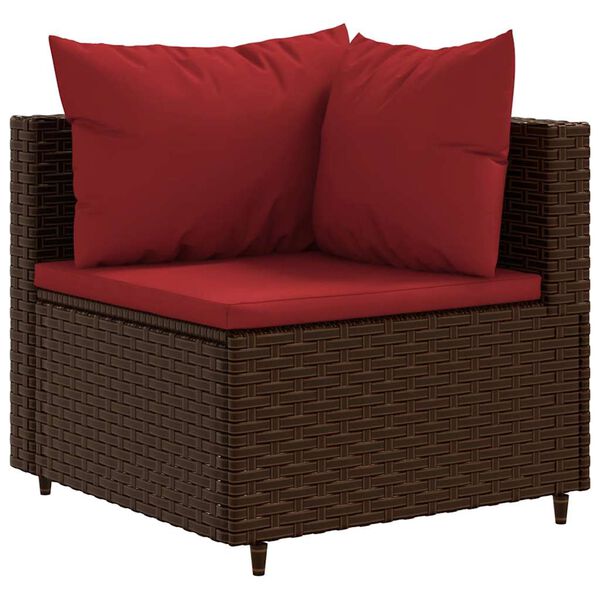 vidaXL Patio Lounge Set Brown PE rattan 6 Piece Set Adjustable Feet