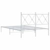 vidaXL Bed Frame White Steel 47.2x78.7 in Bed Frame Rectangular