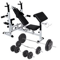 vidaXL Weight Bench with Weight Rack, Barbell and Dumbbell Set 198.4 lb