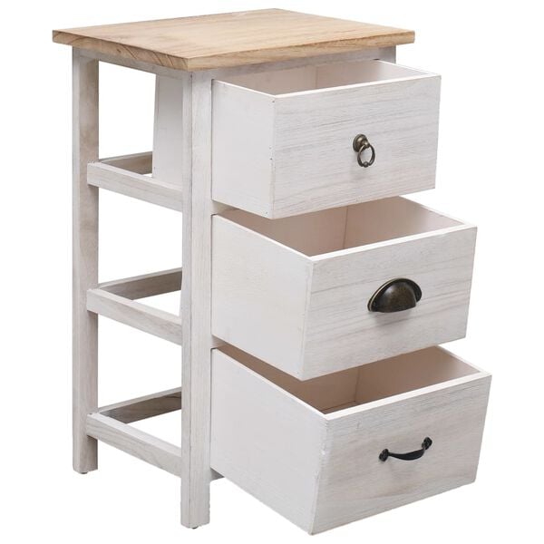 vidaXL Side Cabinet White and wood color Paulownia wood