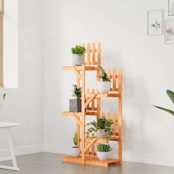 vidaXL Flower Stand Brown Solid Wood Fir Tall Flower Stand Rectangular