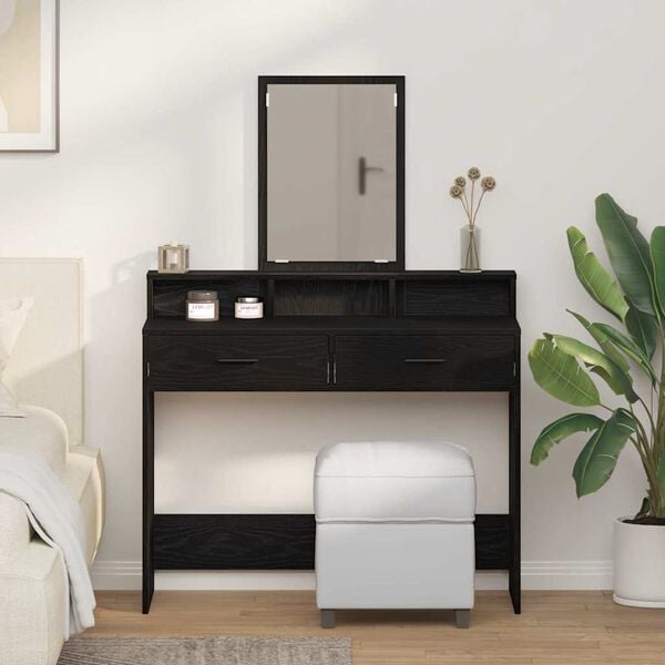 vidaXL Dressing Table with Drawer Black Oak 39.37 x 16.14 x 55.12 in