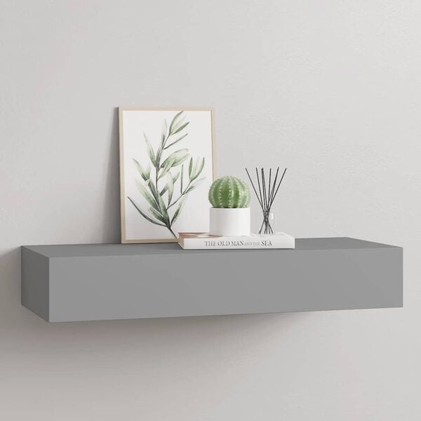 vidaXL Drawer Shelf Grey MDF 23.6 x 9.3 x 3.9 in Drawer Shelf