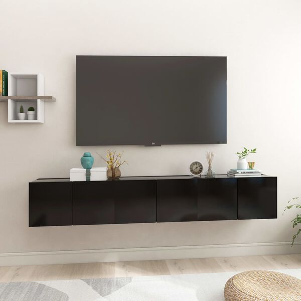 vidaXL TV Cabinet Set of 3 Black Engineered wood 23.6x11.8x11.8 in