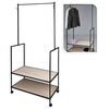 H&S Collection Garment Rack Black Metal and MDF Standard Rollable