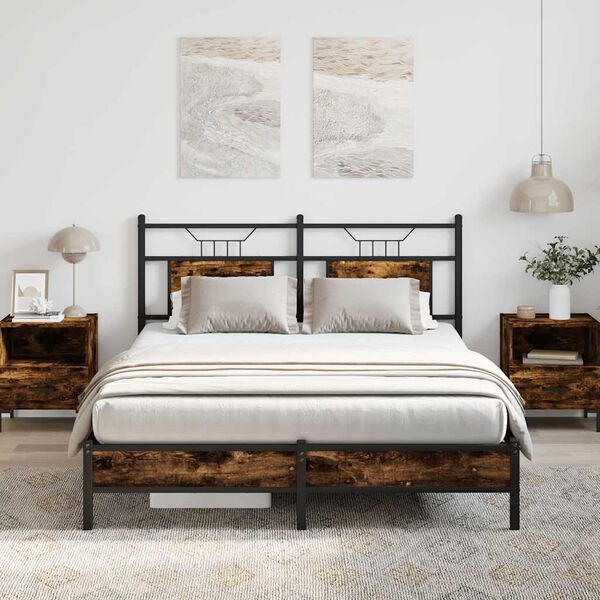 vidaXL Bed Frame Smoked Oak Engineered wood Double Bed Frame