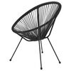 vidaXL Moon Chair Set of 2 Black Round PVC Rattan Garden Chair Round