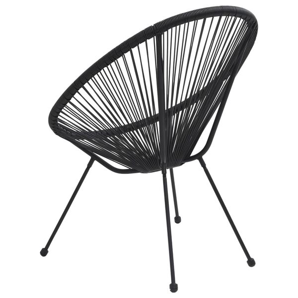 vidaXL Moon Chair Set of 2 Black Round PVC Rattan Garden Chair Round