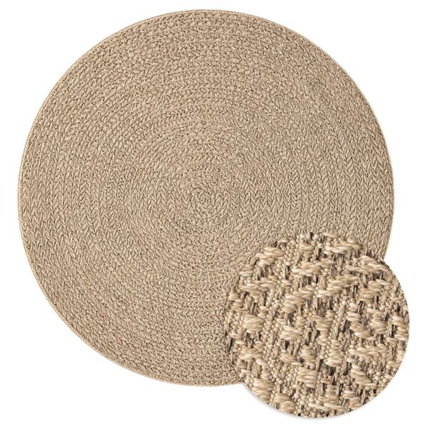vidaXL Rug Beige Polypropylene 78.7 in diameter UV-resistant materials