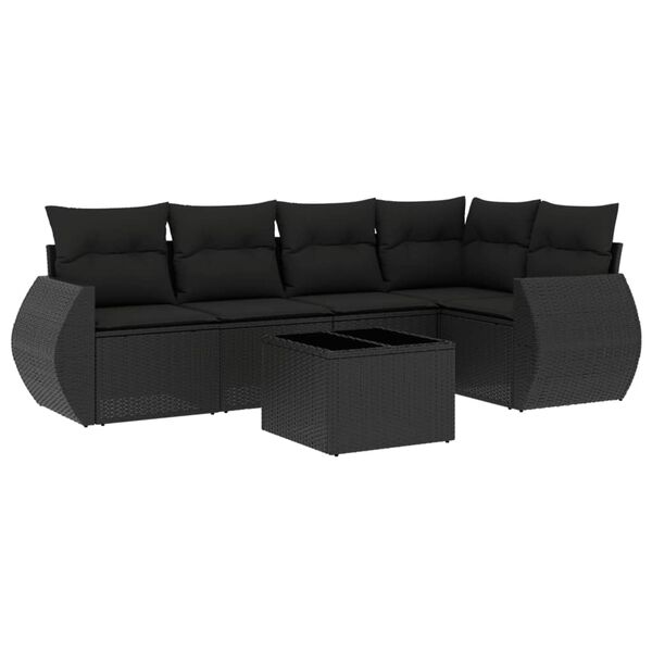 vidaXL Garden Sofa Set Black PE rattan, powder-coated steel, tempered glass