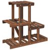 vidaXL Flower Stand Carbonized Brown Carbonized Solid Fir Wood Medium