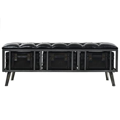 vidaXL Storage Bench 43.3" Black Faux Leather