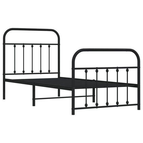 vidaXL Bed Frame Black Powder-Coated Steel Single Single Bed