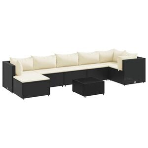 vidaXL Patio Lounge Set Black, Cream White