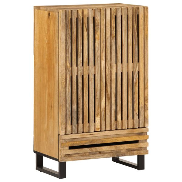 vidaXL Highboard Rough Mango, Steel Solid Rough Mango Wood, Steel Tall