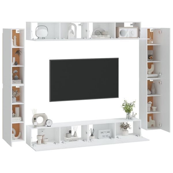 vidaXL TV Cabinet Set Set of 8 White Engineered wood Standard