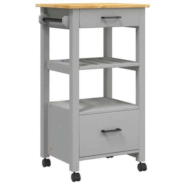 vidaXL Kitchen Trolley MONZA 18.9"x15.7"x34.8" Solid Wood Pine