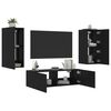 vidaXL 3 Piece TV Wall Stands with LED Lights Black