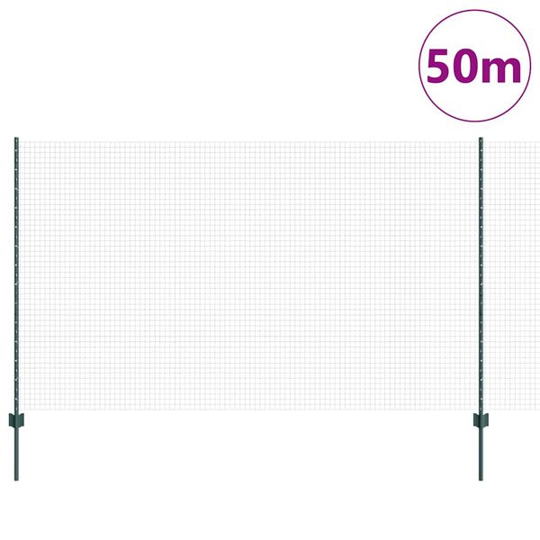 vidaXL Fence with Post Green 4.59 x 164.04 ft Steel and PVC