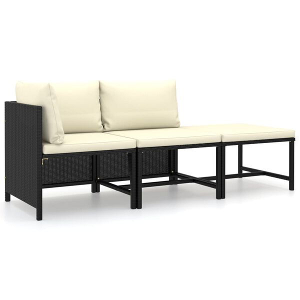 vidaXL Garden Lounge Set Black, Cream White