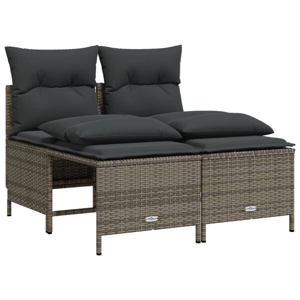 vidaXL Garden Sofa Set Grey Poly rattan Medium Removable Covers