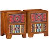 vidaXL Bedside Cabinet Set of 2 honey brown Solid acacia wood Compact