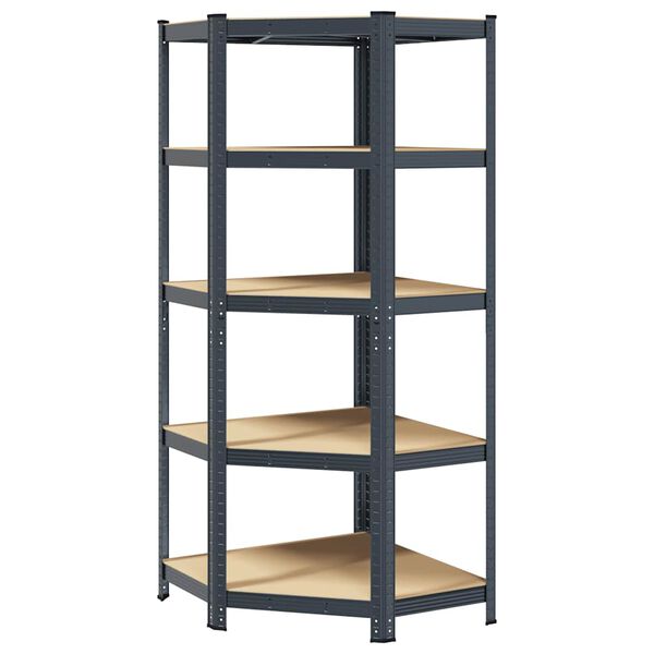 vidaXL 5-Layer Corner Shelf Anthracite Steel&Engineered Wood