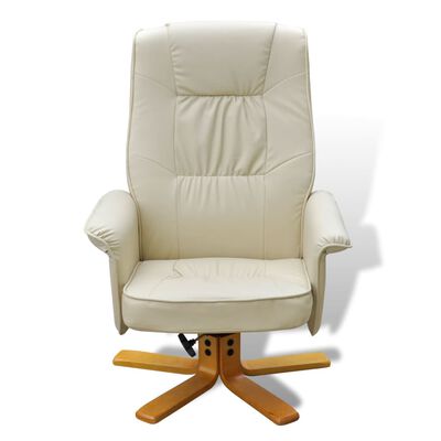 vidaXL TV Armchair with Footstool Cream White Faux Leather