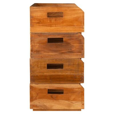 Stacked wooden drawers with handles, likely a chest of 4 drawers used for small items.