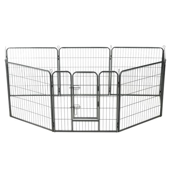 vidaXL Dog Playpen Black Powder-coated steel 31.5x31.5 in per panel