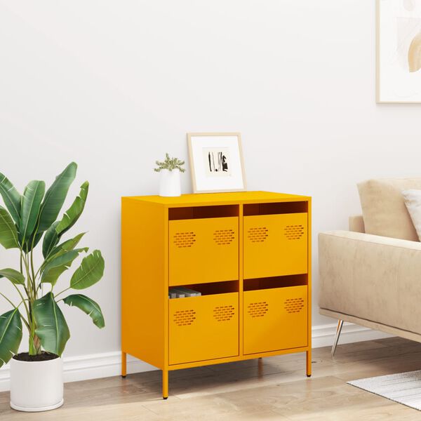 vidaXL Sideboard Mustard Yellow Cold-rolled steel Medium Sideboard