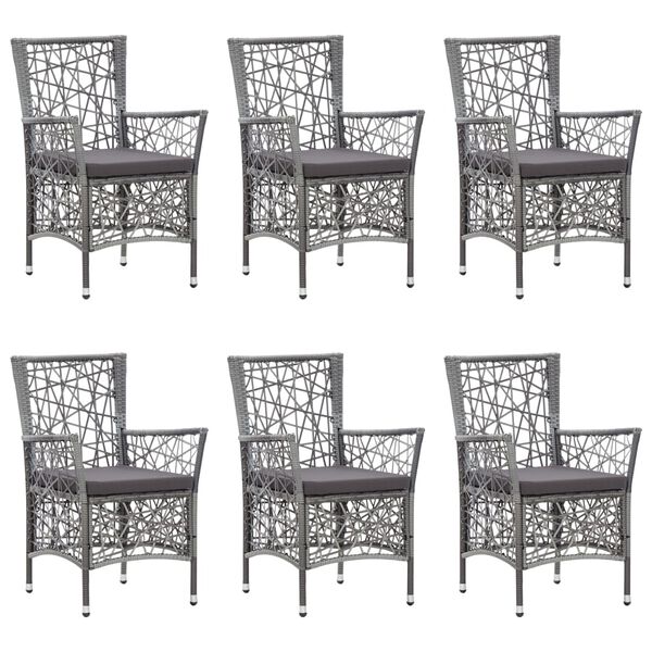 vidaXL 7 Piece Patio Dining Set Poly Rattan Gray