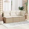 vidaXL Garden Sofa Beige PE Rattan 3-seater Modular